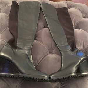 Michael Kors tall leather neoprene wedge black sz8